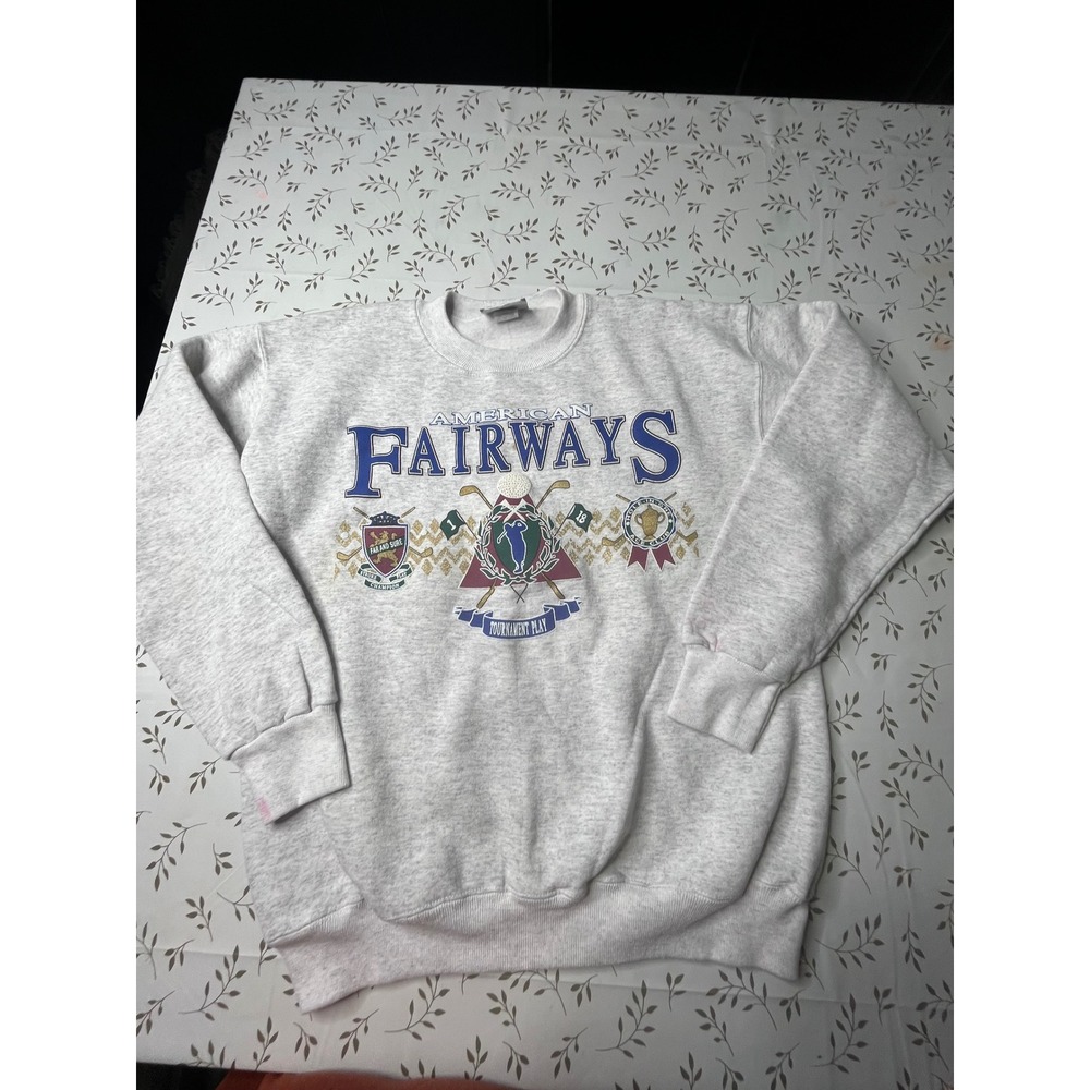 Vintage Lee Heavyweight American Fairways Golf Sweatshirt Gray USA L rare